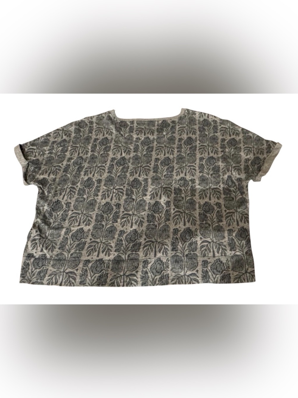 Anthropologie size M cropped tee shirt Bloomingprint floral botanical cuffs - Picture 2 of 14